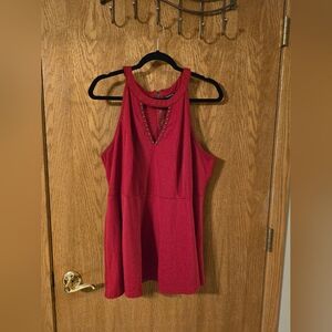 Torrid 3 3x Red Cutout Neckline Gold Studded Embellishments Worn Twice